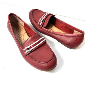 Born Womens Sz EU 43 US 11 Leather Flats Comfort Casual Red Loafer Slip On Shoes